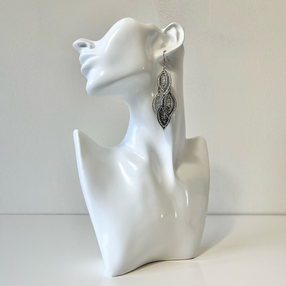 Silver Boho Multi Teardrop Earrings